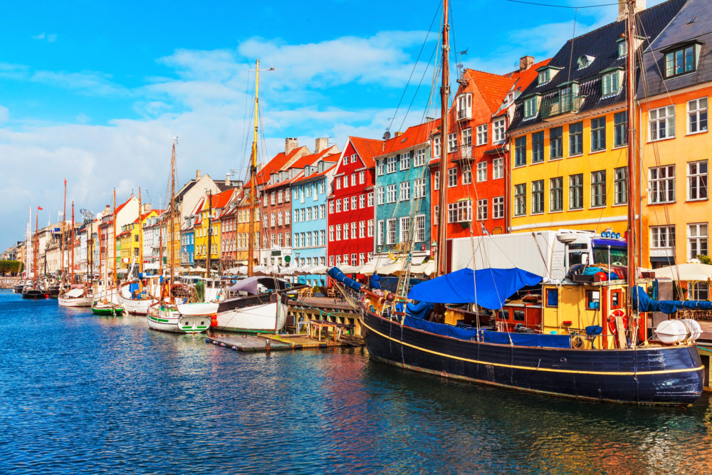 Dänemark Kopenhagen Boote Häuser Bunt