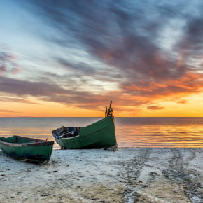 Ostsee Boote Sonnenuntergang