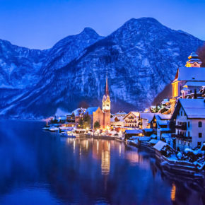 Österreich Hallstatt Winter Licht