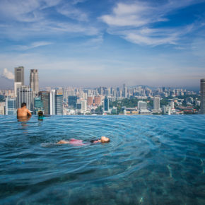 Singapur Marina Bay Pool Nacht