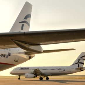 Aegean Airlines Flugzeuge Rollfeld