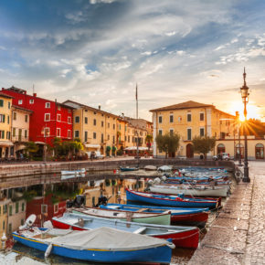 Gardasee Lazise Hafen Sonnenuntergang