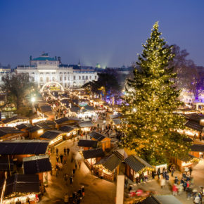 Österreich Wien Weihnachtsmarkt von oben