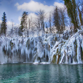 Kroatien Plitvicer Seen Wasserfall Winter