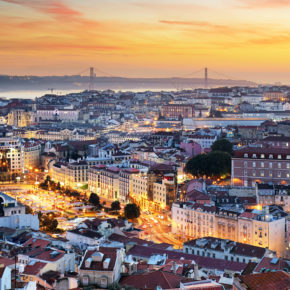 Portugal Lissabon Innenstadt Lichter