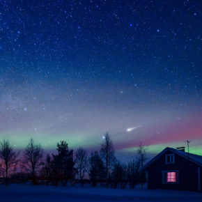 Finnland Lappland Cottage Polarlichter